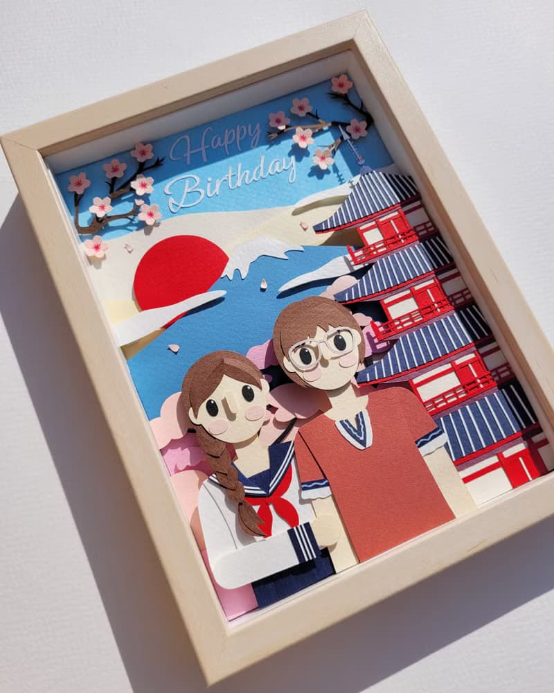 Special custom papercut frame : birthday theme.