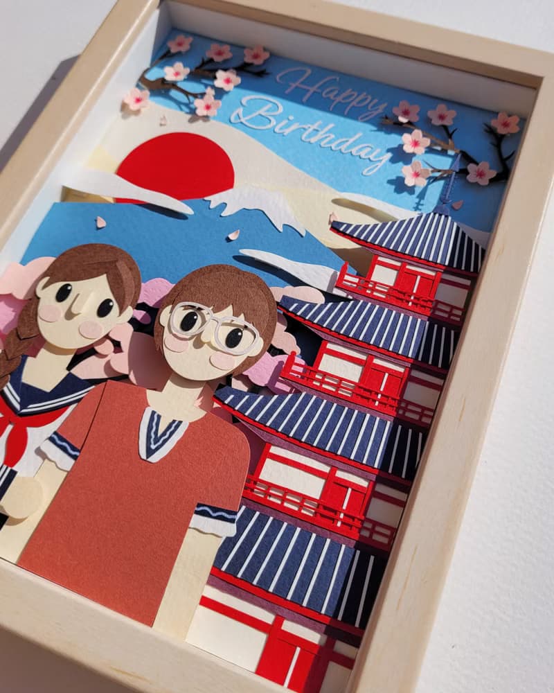 Special custom papercut frame : birthday theme.