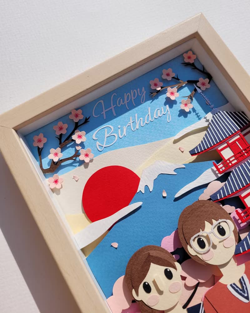 Special custom papercut frame : birthday theme.