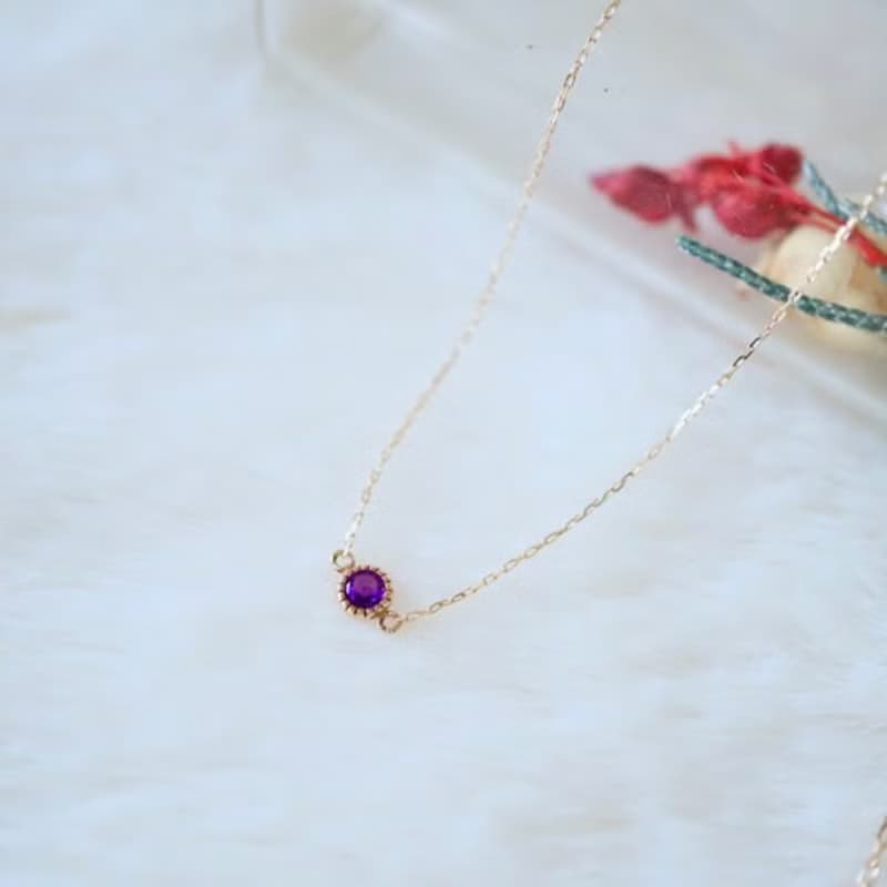 期間限定販売！クリスマスジュエリーコフレ＊極プチ♡K10YGアメシストネックレス＆ブレスレット(アンクレット)セット