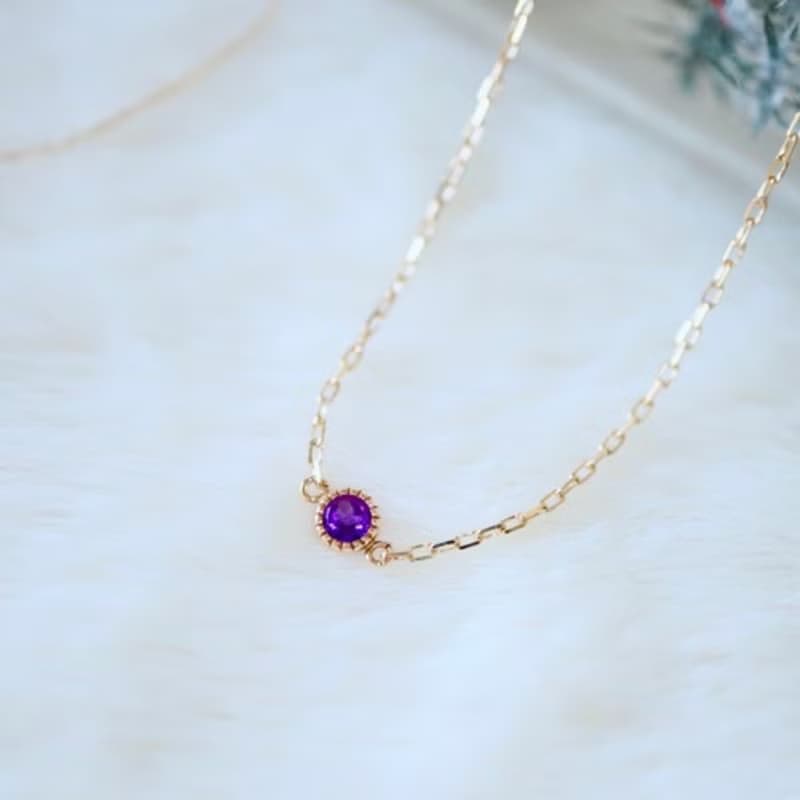 期間限定販売！クリスマスジュエリーコフレ＊極プチ♡K10YGアメシストネックレス＆ブレスレット(アンクレット)セット