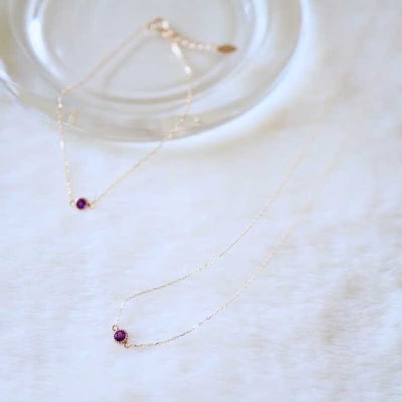 期間限定販売！クリスマスジュエリーコフレ＊極プチ♡K10YGアメシストネックレス＆ブレスレット(アンクレット)セット