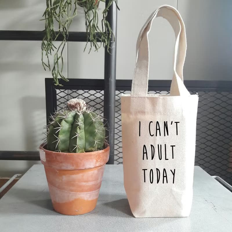I CAN'T ADULT TODAY 帆布 袋 隨行杯 飲料提袋 環保 禮物 交換