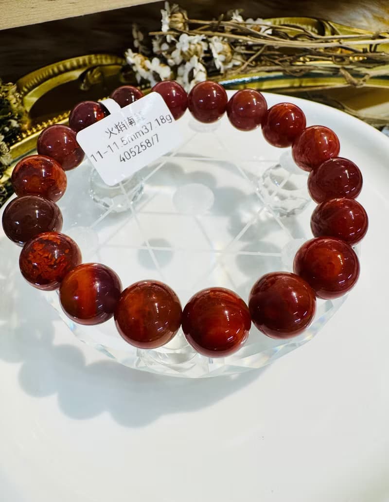 小精品火焰南紅11-11.5mm37.18g護身保平安避邪氣血循環提升睡眠