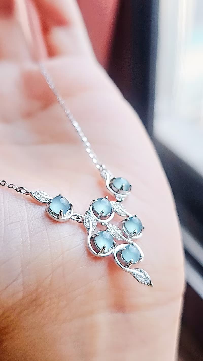 |古典精緻藍剛|a貨翡翠冰玻藍剛蛋面4.2mm純銀鍍18k設計款項鍊