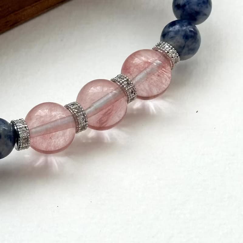 【釐清自我】藍紋石西瓜紅鍍銀手鏈 驅除壓力 堅定與勇氣治癒心靈