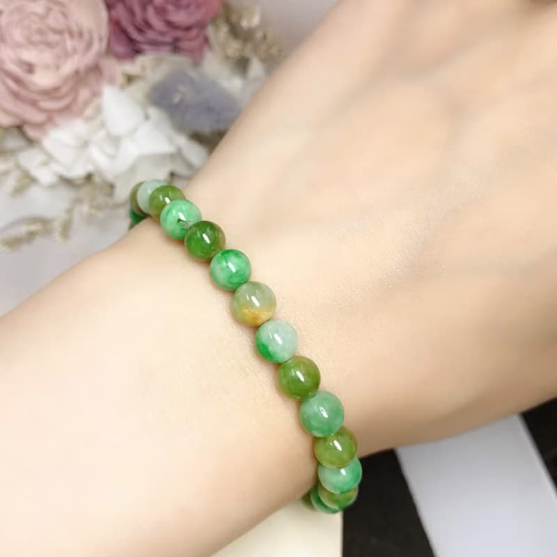 三彩翡翠手珠手鍊 | 天然緬甸玉A貨翡翠 | 送禮