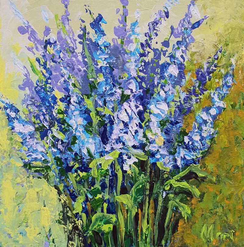 Bluebonnets Painting Bouquet Meadow Wildflowers Flowers Provence France Riviera
