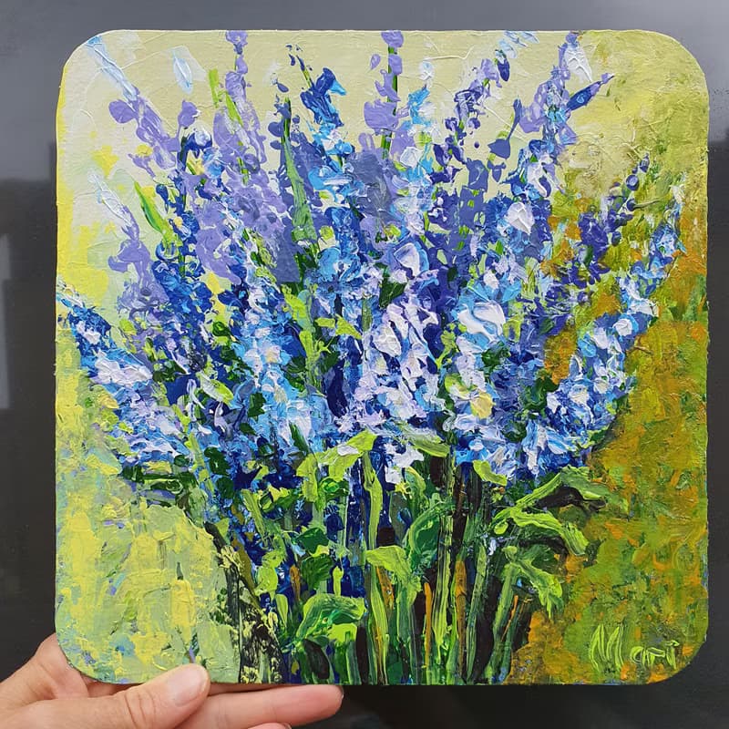 Bluebonnets Painting Bouquet Meadow Wildflowers Flowers Provence France Riviera