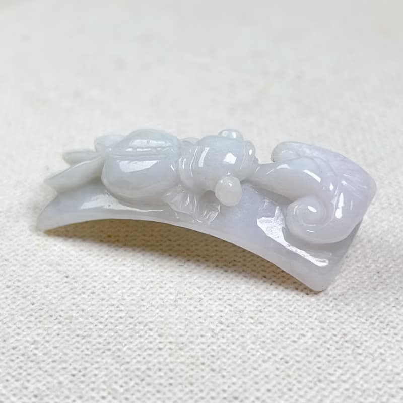 白翡翡翠如意金魚手牌 | 天然緬甸玉A貨翡翠 | 送禮
