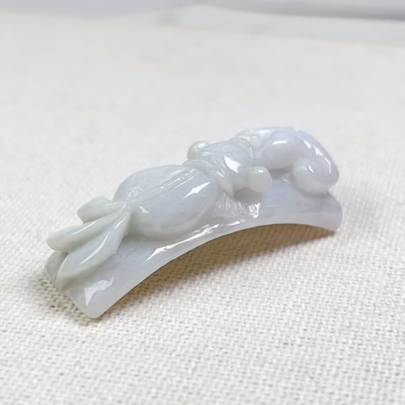 白翡翡翠如意金魚手牌 | 天然緬甸玉A貨翡翠 | 送禮