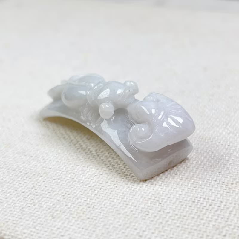 白翡翡翠如意金魚手牌 | 天然緬甸玉A貨翡翠 | 送禮