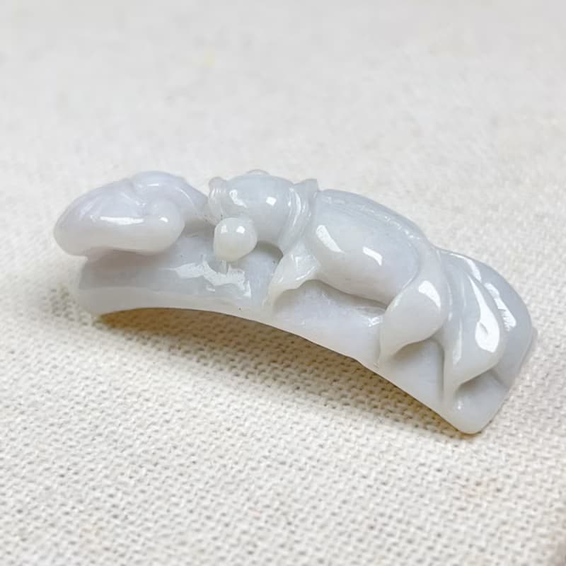 白翡翡翠如意金魚手牌 | 天然緬甸玉A貨翡翠 | 送禮