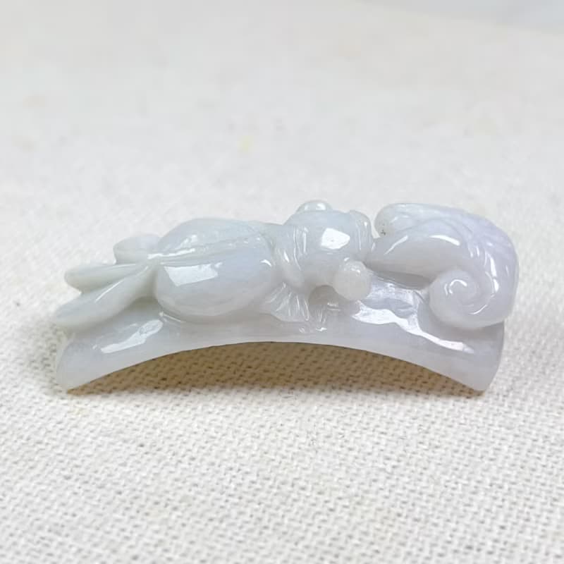 白翡翡翠如意金魚手牌 | 天然緬甸玉A貨翡翠 | 送禮