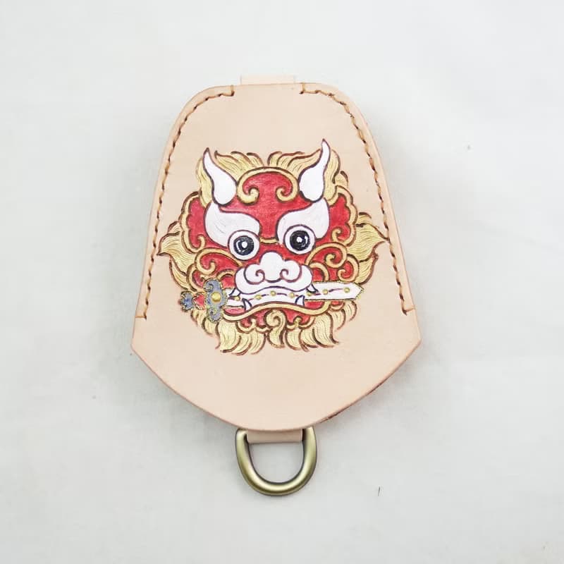 劍獅-平安吉祥獅 開啟幸福簡約手作植鞣皮革鑰匙包