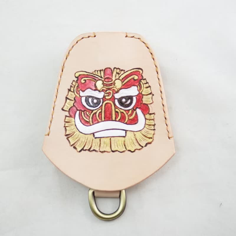 劍獅-平安吉祥獅 開啟幸福簡約手作植鞣皮革鑰匙包