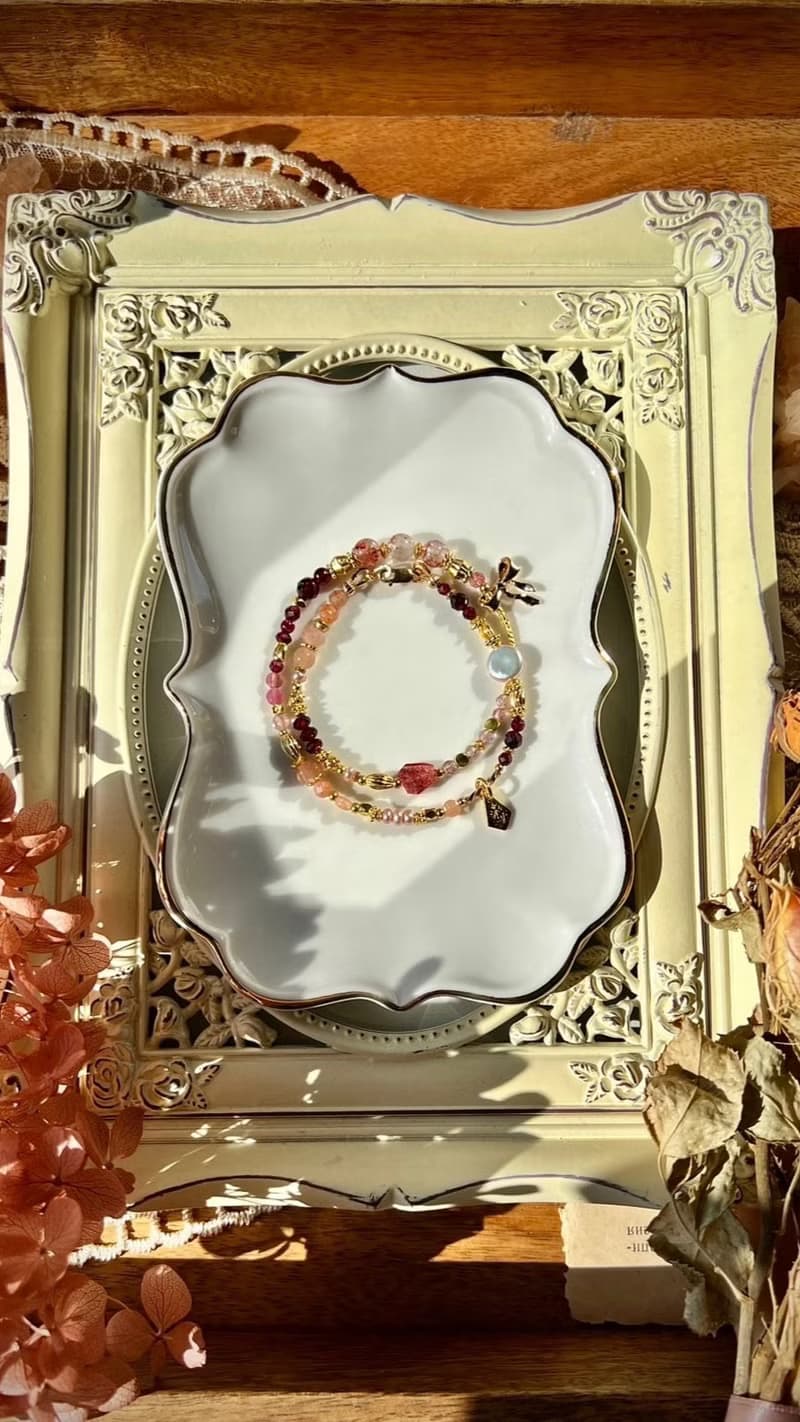 -緞帶-天然水晶手鏈/黃銅手鍊