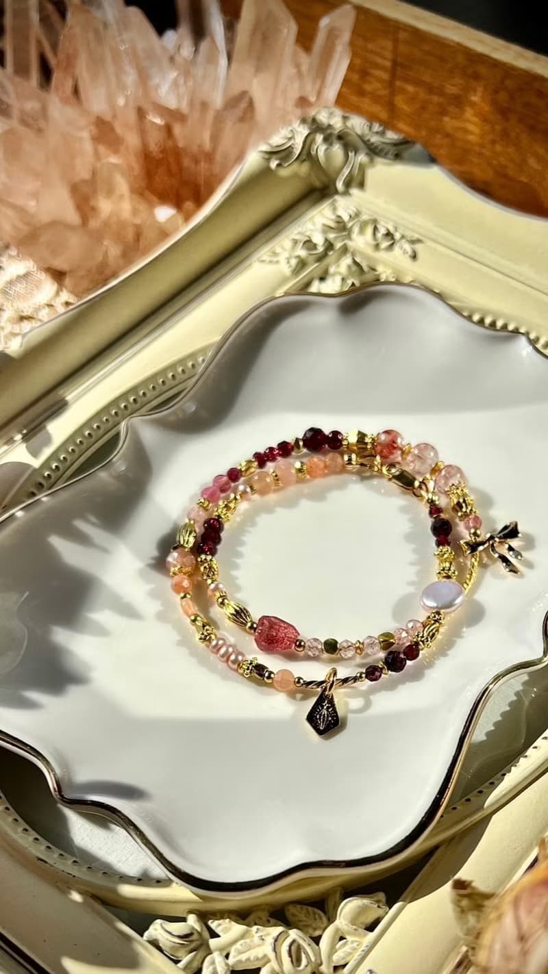 -緞帶-天然水晶手鏈/黃銅手鍊