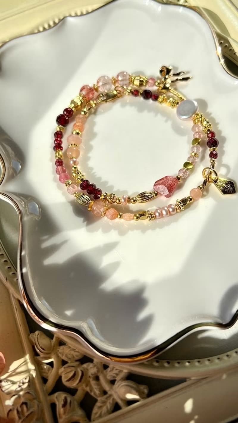 -緞帶-天然水晶手鏈/黃銅手鍊