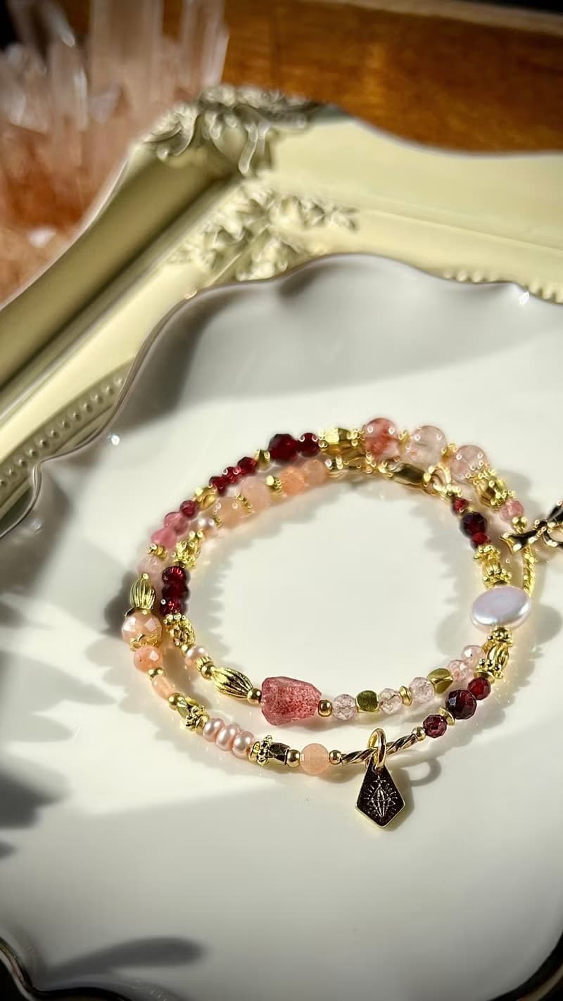 -緞帶-天然水晶手鏈/黃銅手鍊