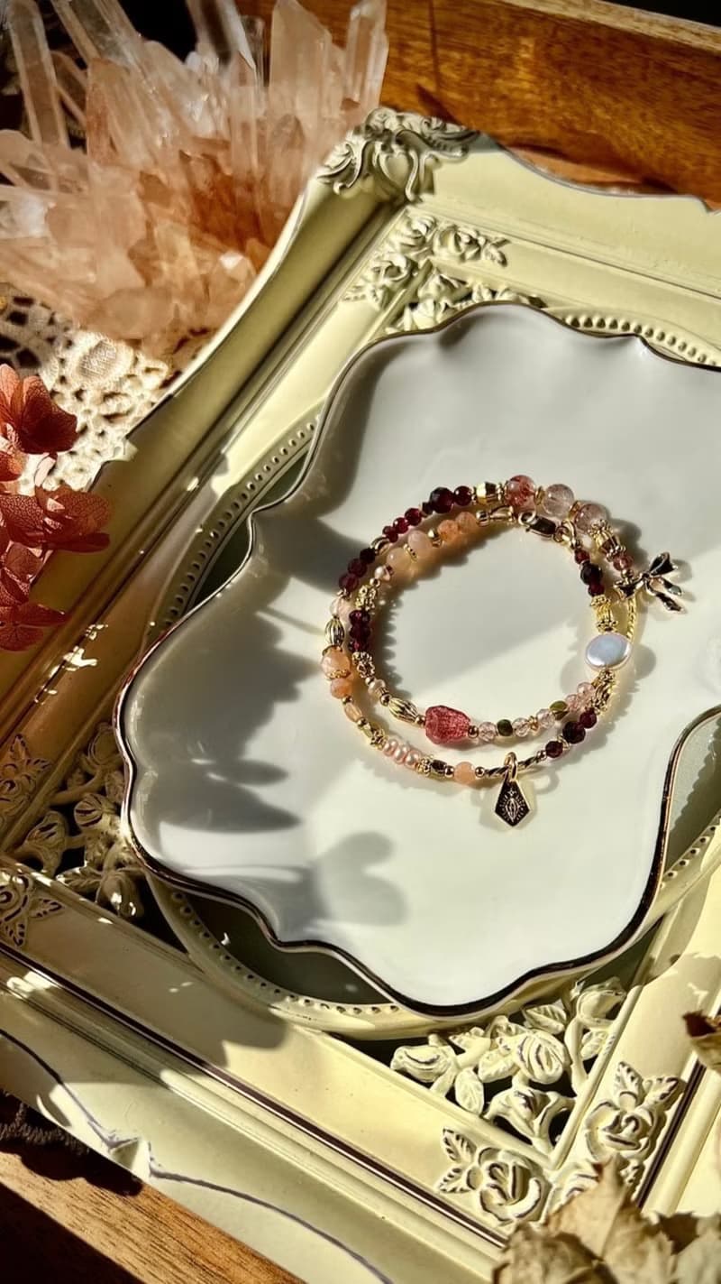 -緞帶-天然水晶手鏈/黃銅手鍊