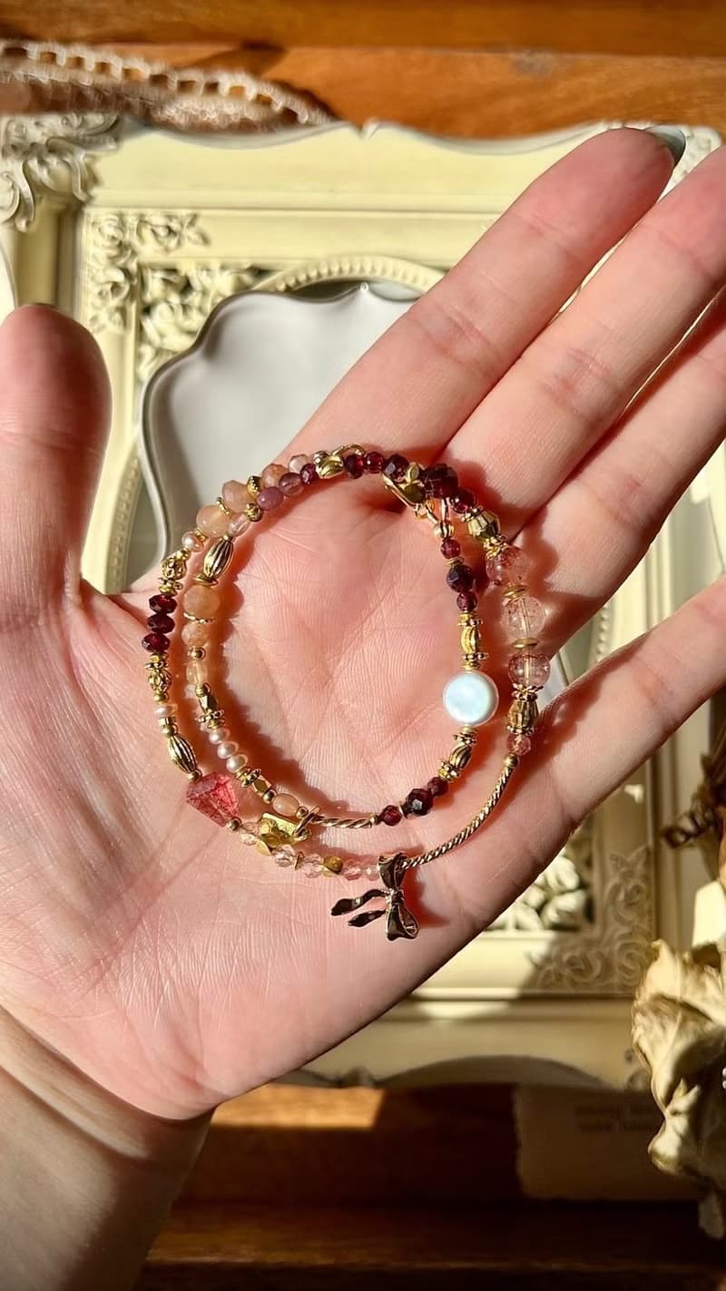 -緞帶-天然水晶手鏈/黃銅手鍊