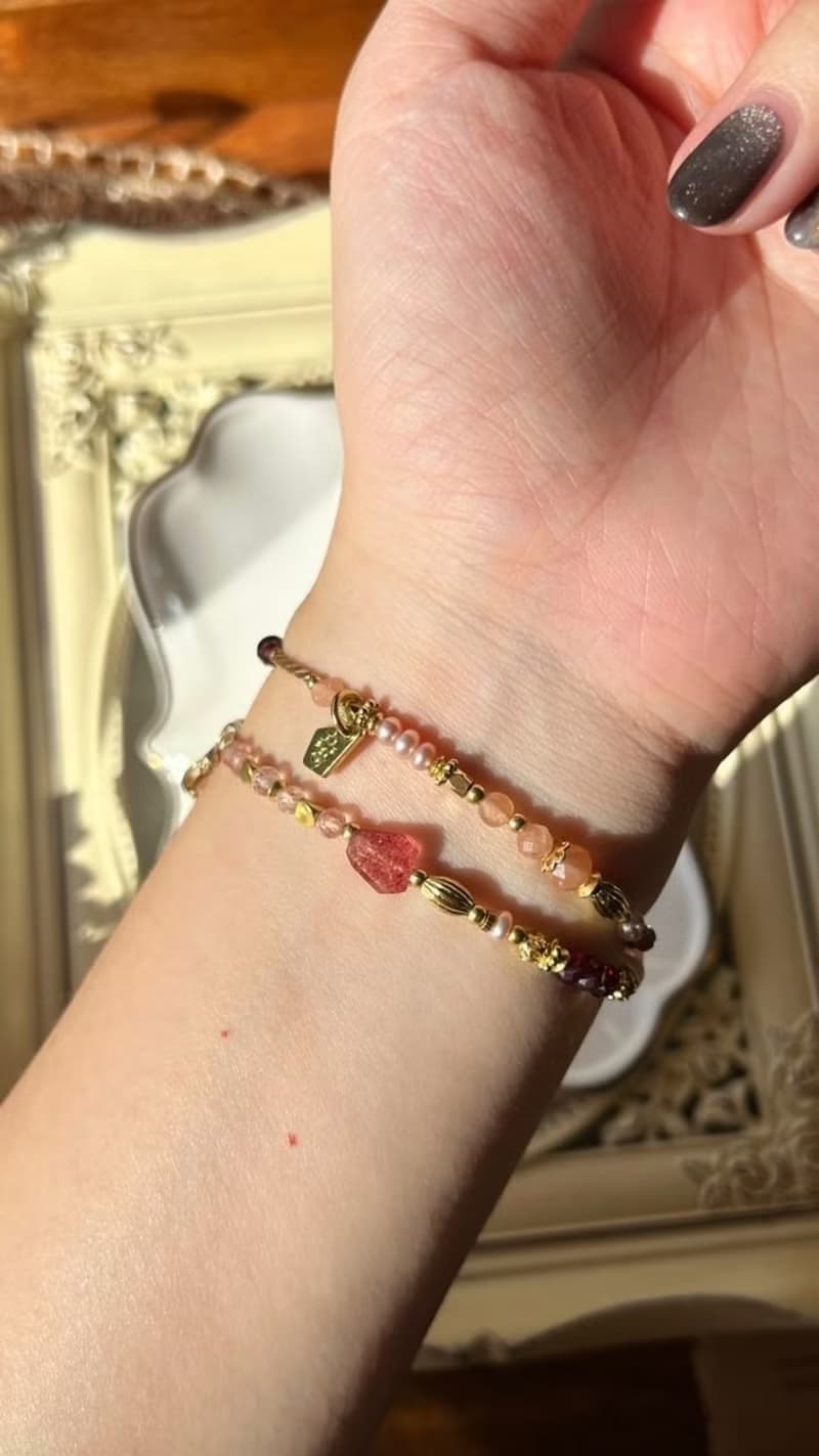 -緞帶-天然水晶手鏈/黃銅手鍊