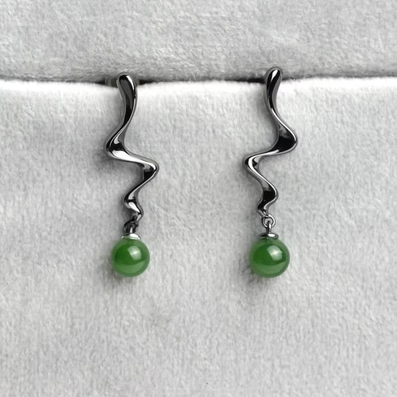 JadeStyle【黑韻】台灣玉6mm耳針 | 925銀鍍黑極簡設計