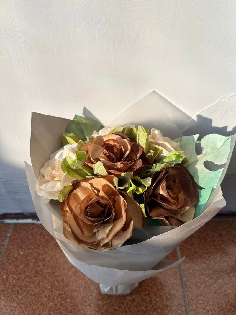 咖啡濾紙手折花束  情人節送禮首選  純手工製作
