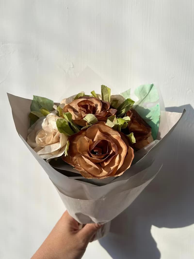 咖啡濾紙手折花束  情人節送禮首選  純手工製作