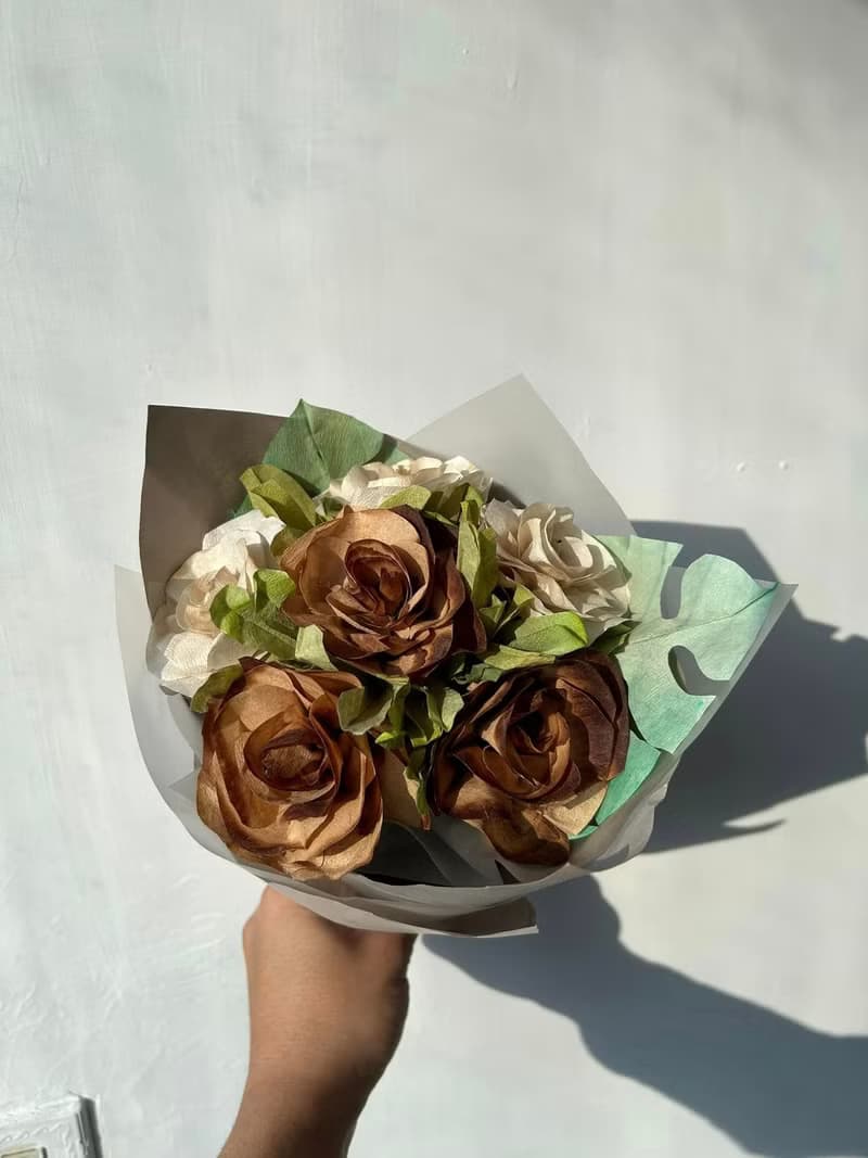 咖啡濾紙手折花束  情人節送禮首選  純手工製作
