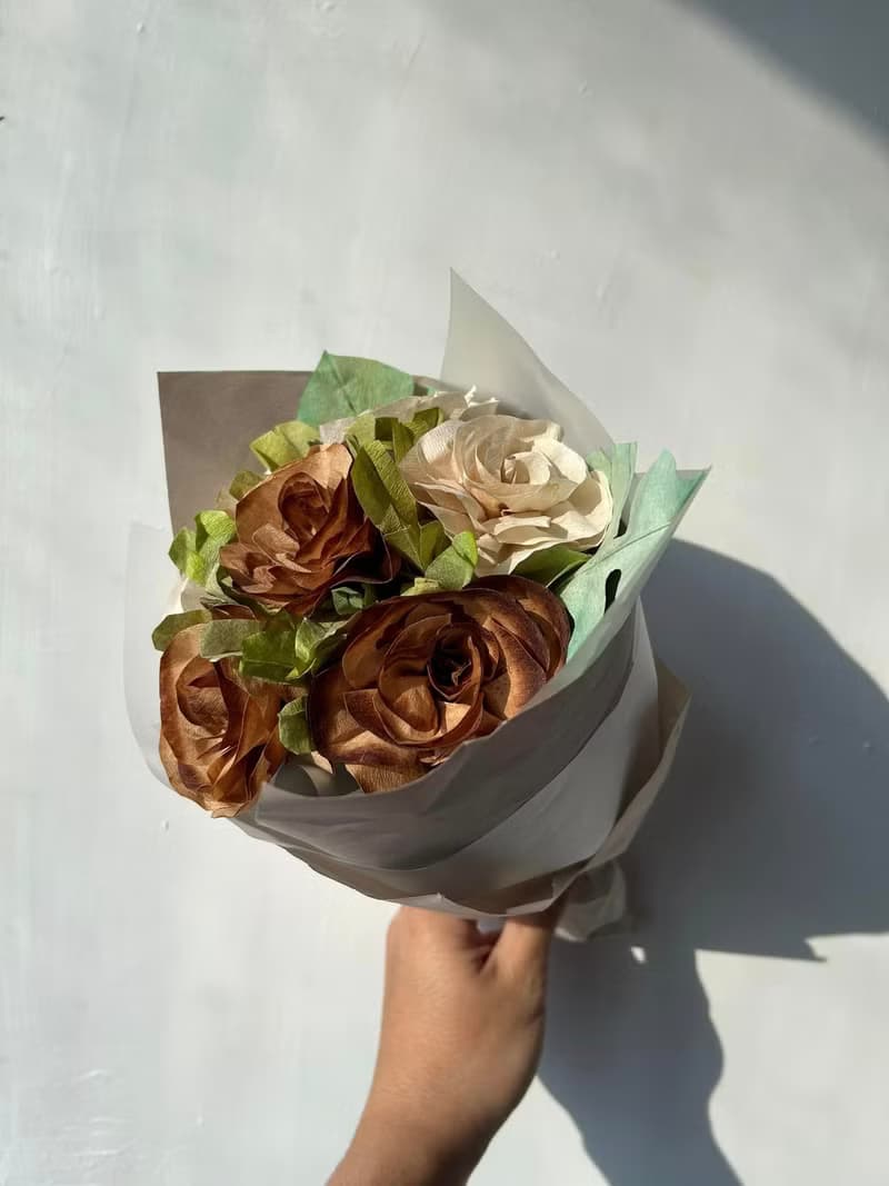 咖啡濾紙手折花束  情人節送禮首選  純手工製作