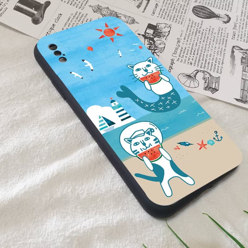 貓手機殼 海邊吃西瓜