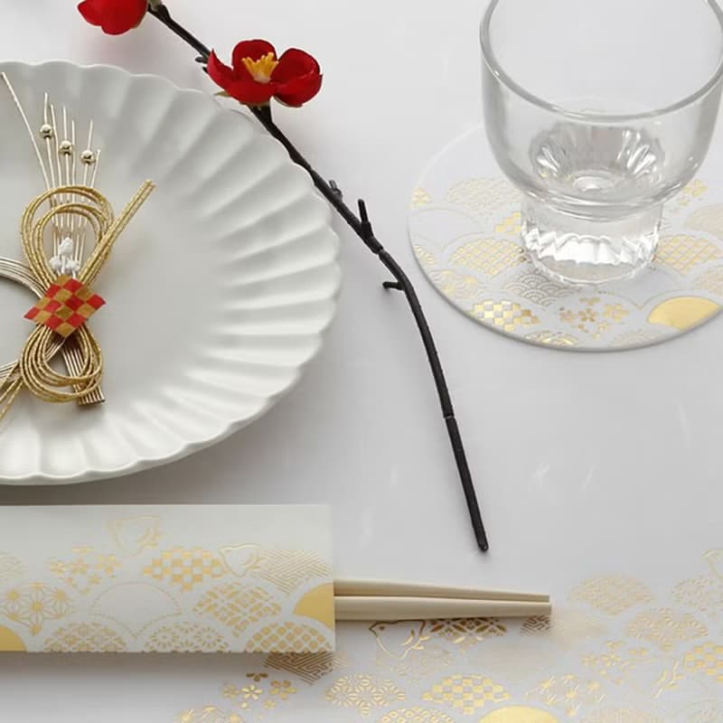 餐具 御膳墊紙 小紋青海波 2入