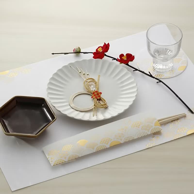 餐具 御膳墊紙 小紋青海波 2入