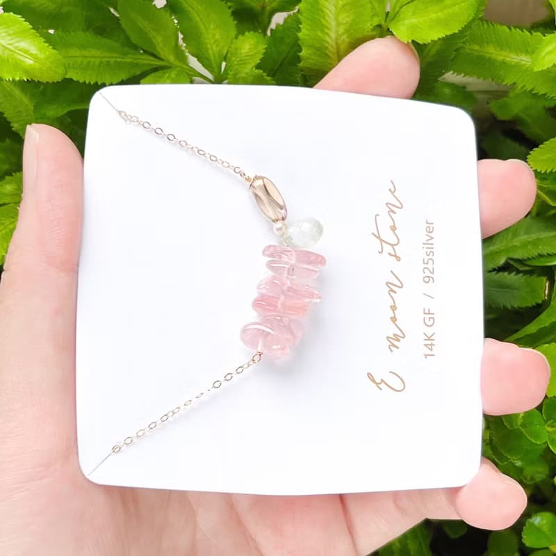 初戀粉紅 馬達加斯加濃郁粉晶 不規則隨意形項鍊