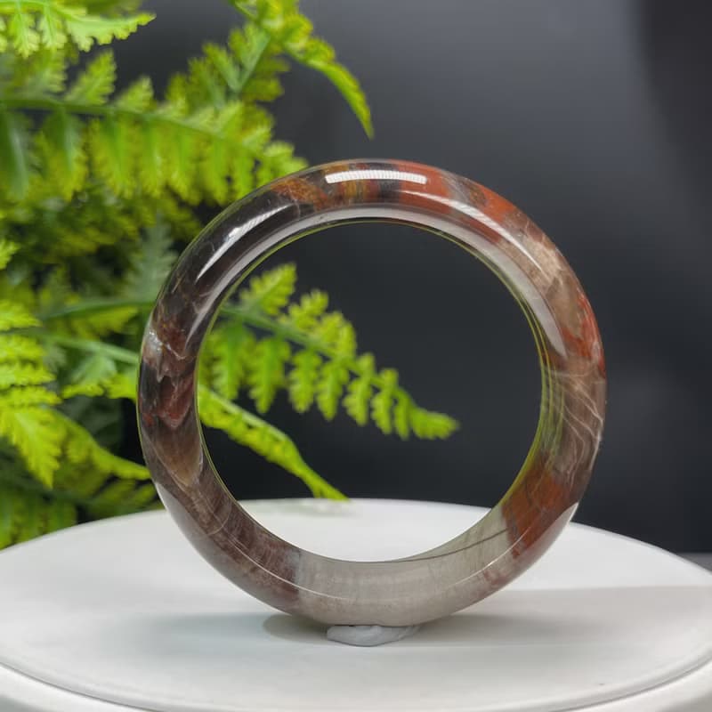 優質 緬甸樹化玉手鐲 52MM 冰潤高瓷結晶多彩 堅韌耐心期望和諧