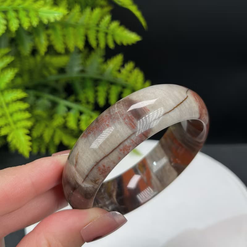 優質 緬甸樹化玉手鐲 52MM 冰潤高瓷結晶多彩 堅韌耐心期望和諧