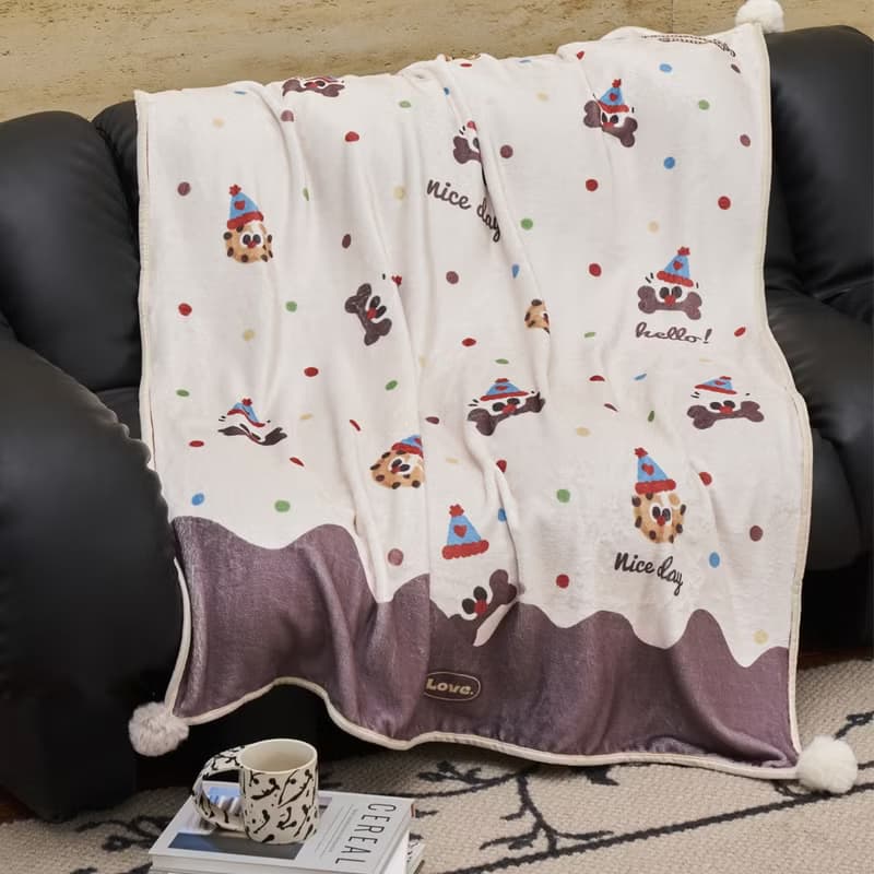 條紋臘腸狗毛毯巧克力曲奇午睡毯蓋腿毯沙發蓋毯