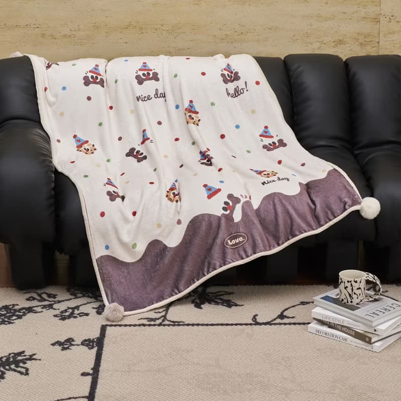 條紋臘腸狗毛毯巧克力曲奇午睡毯蓋腿毯沙發蓋毯