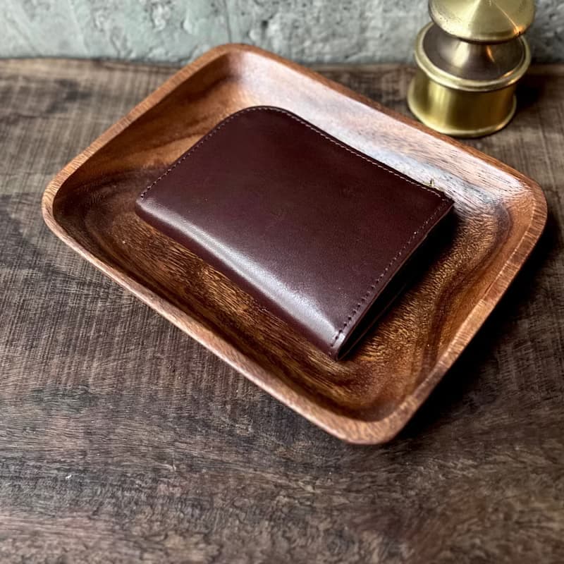 多夾層L形拉鍊短夾 巧克力 義大利植鞣革