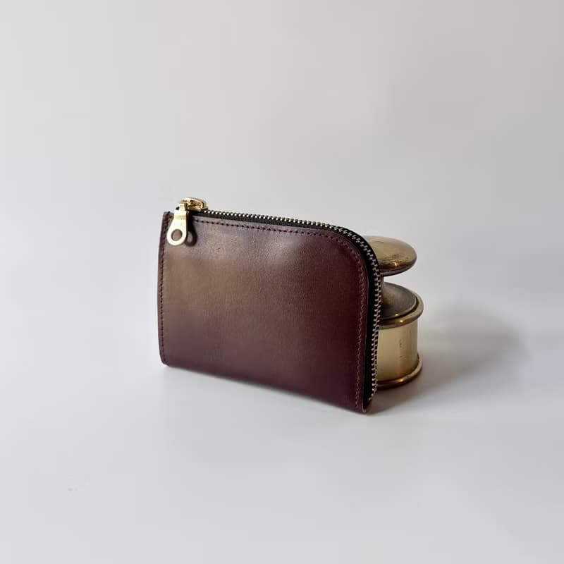 多夾層L形拉鍊短夾 巧克力 義大利植鞣革