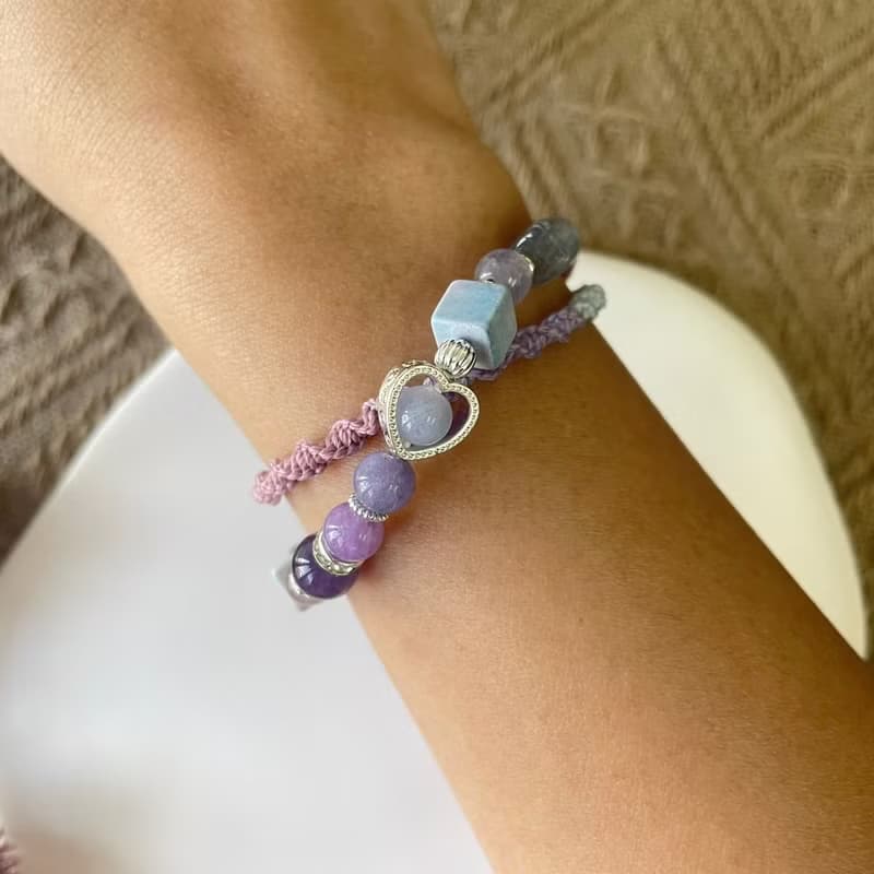 拉長石貔貅紫魅力彈性手鍊