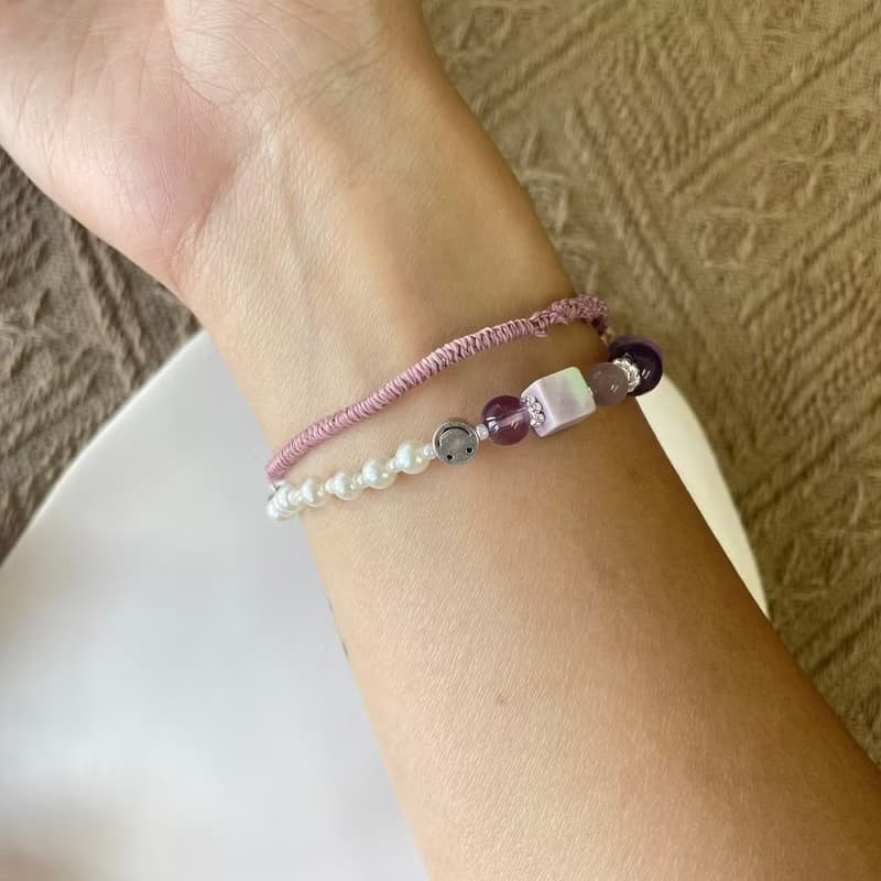 拉長石貔貅紫魅力彈性手鍊