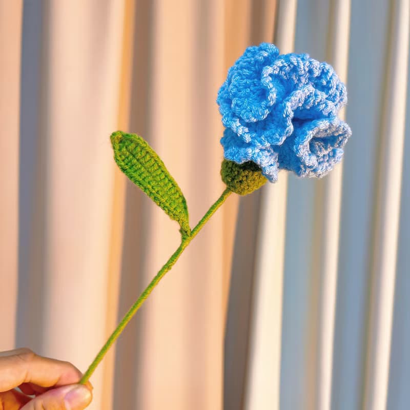 花屋系列 手作鉤織藍色康乃馨花束