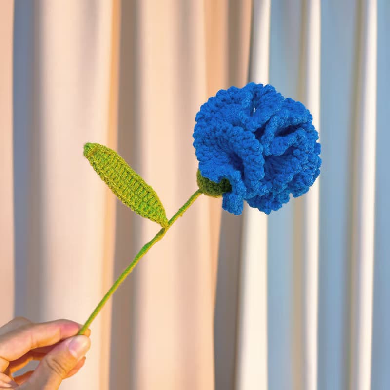 花屋系列 手作鉤織藍色康乃馨花束