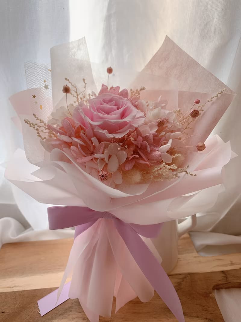 優雅紫永生玫瑰花束  求婚花束 生日花束 附提袋