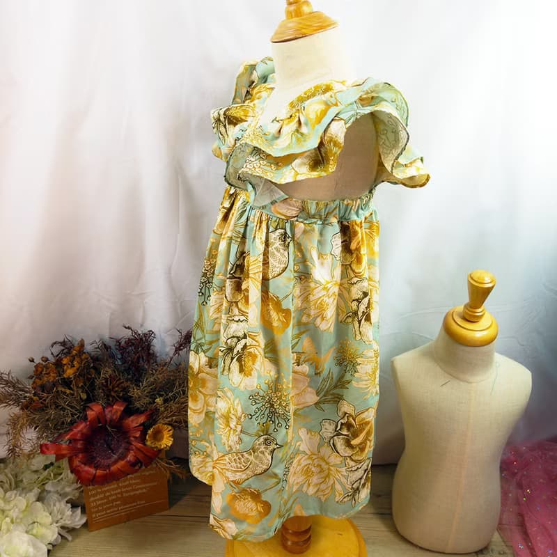 復古花鳥飛飛長洋裝(現貨100一件)可選布訂製