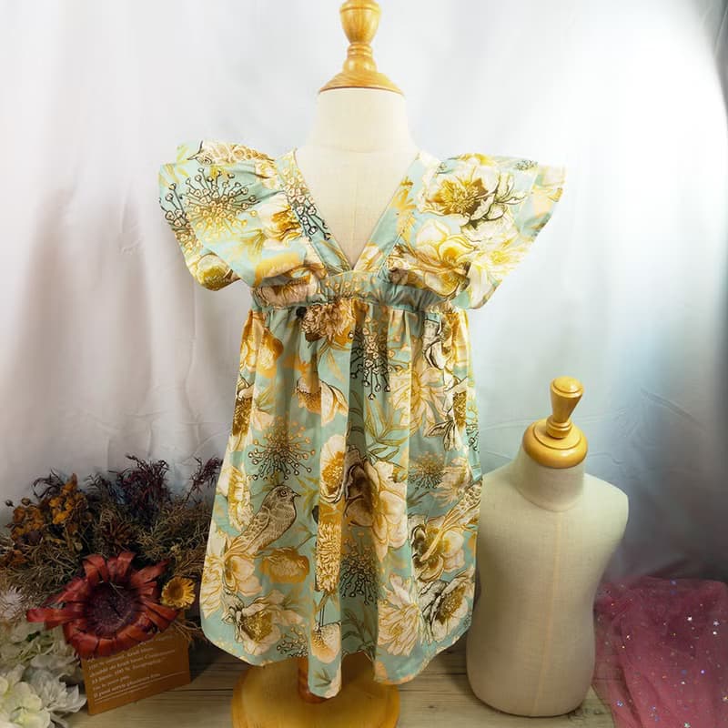 復古花鳥飛飛長洋裝(現貨100一件)可選布訂製