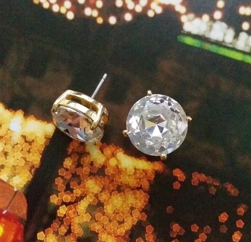 Vintage Jewelry 西洋古董飾品 小單鑽造型 簡約白鑽  針式耳環